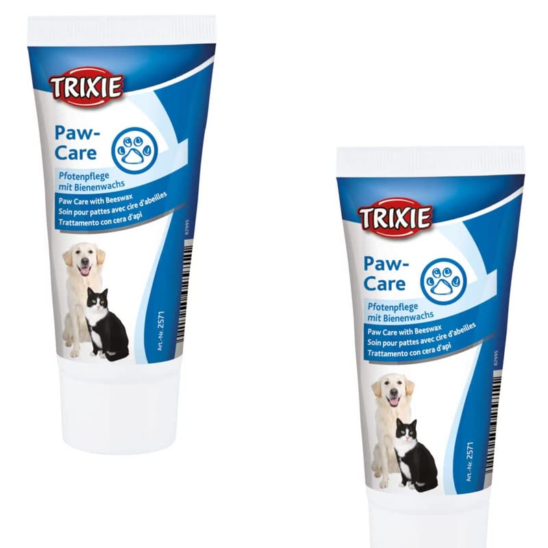 TRIXIE Paw-Care | Doppelpack | 2 x 50 ml | Pfotenpflege Creme mit Bienenwachs für Hunde und Katzen | Bei rissigen und gereizten Pfoten | Kann dabei helfen, die Pfoten zu pflegen