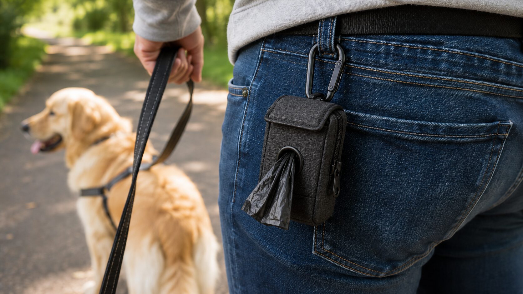 Hundebeutelspender an der Leine