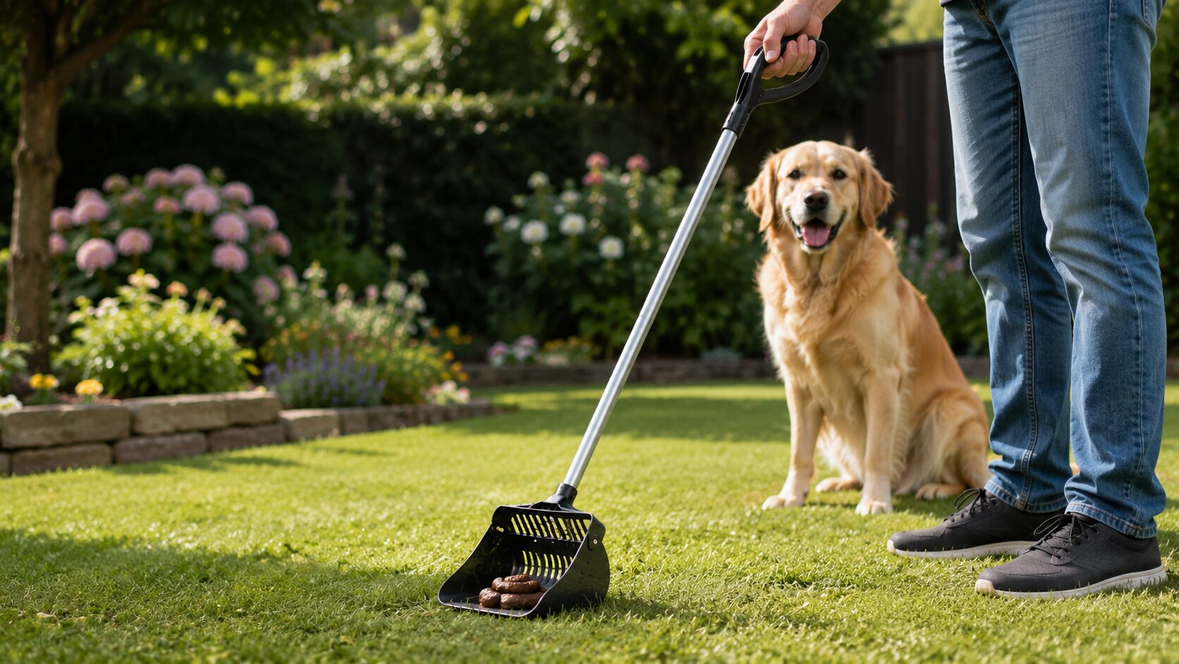 Hundetoilettenschaufel mit langem Griff